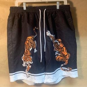 Men’s Shein XL Black Tiger Print Athletic Shorts